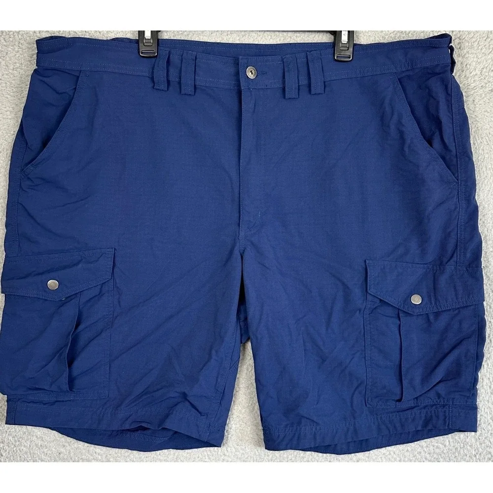 Duluth Trading Co Shorts Mens 46 Blue Relaxed Fit Cargo Ripstop Hiking Fishing